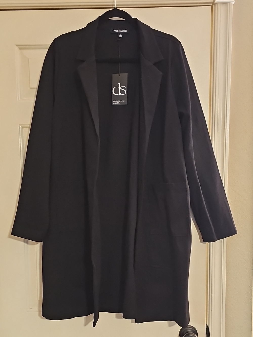 Clear Scarlett Black Long Open Blazer